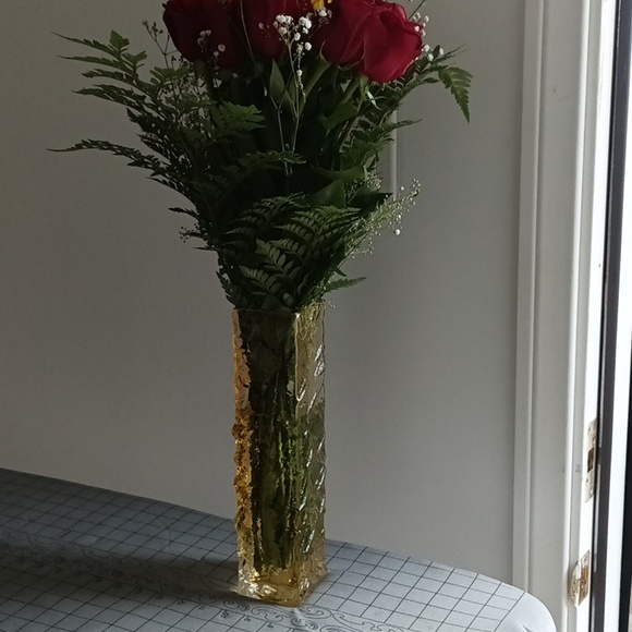 RARE Vintage Amber Cubed Chunky Vase - Picture 4 of 8